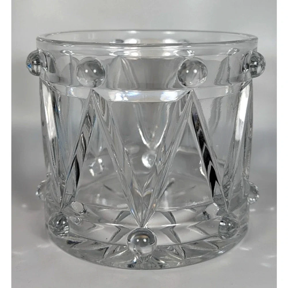 Teleflora 24% Lead Crystal Flower Planter Vase Czech Republic Drum 4.75